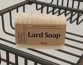 Fragrance-Free Lard Soap - Palm Oil Free (4oz)