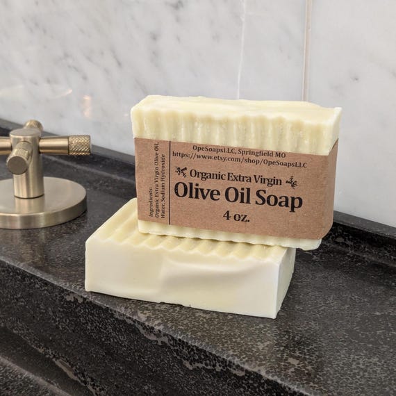 Organic Olive Oil Castile Bar Soap: Fragrance-Free, Vegan (4 oz)