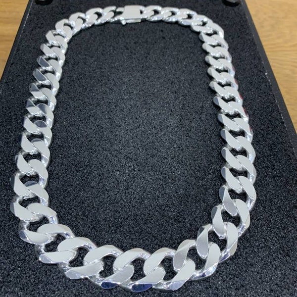 heavy sterling silver mens curb chain 294 grams hallmarked