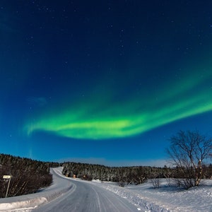 Northern lights in Finnish Lapland. Aurora Borealis, Finland, Winter.