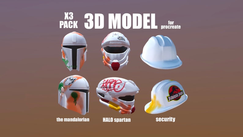 X3 PACK 3D Model For Procreate Etsy