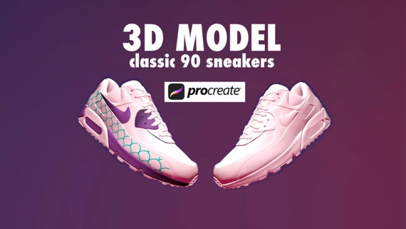 Som regel frakke terrasse Classic Sneakers 3D Model for Procreate - Etsy