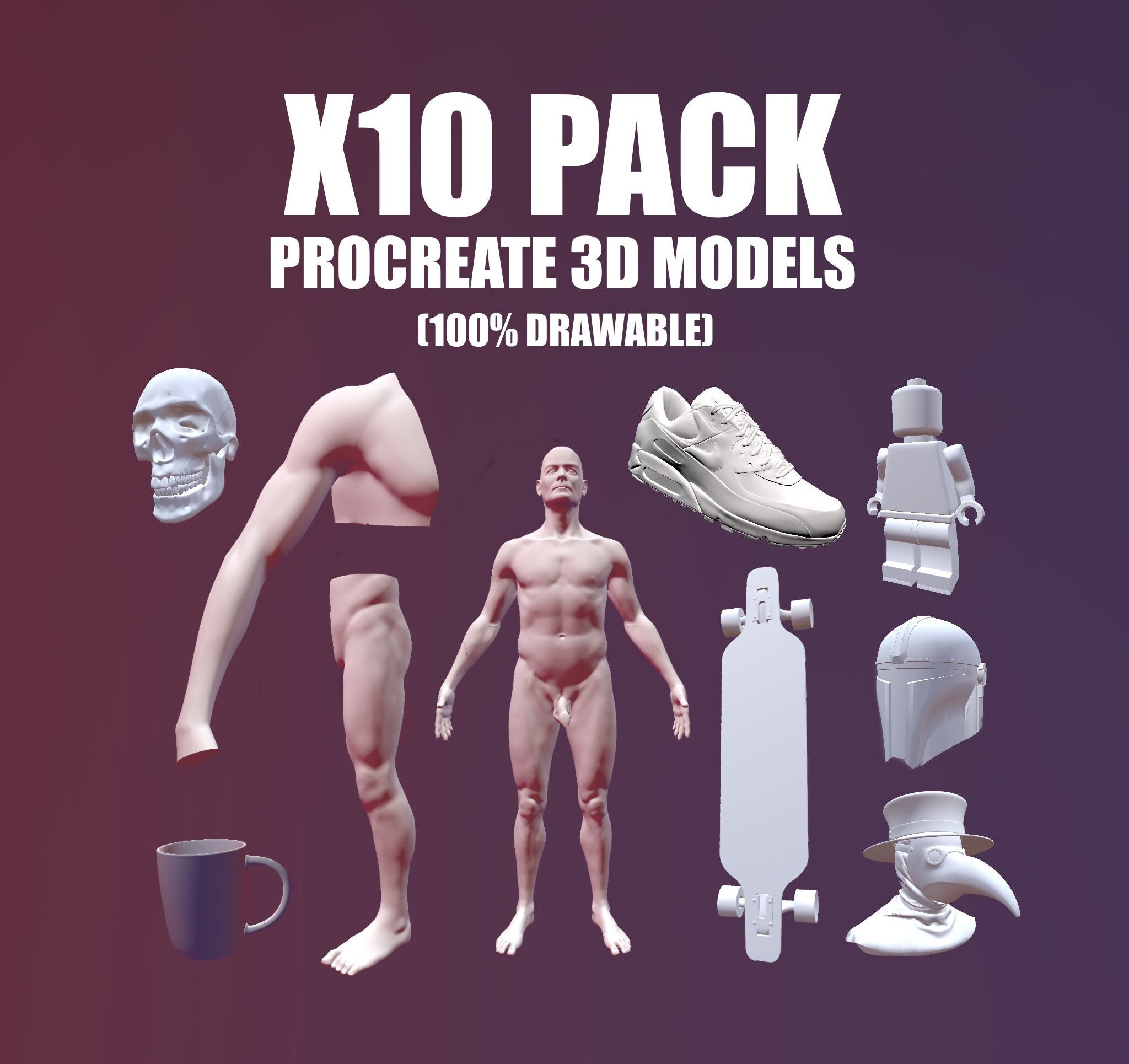 Model Pack. Shop 3D Model Pack for Procreate 10 Usefull Pieces - Etsy
