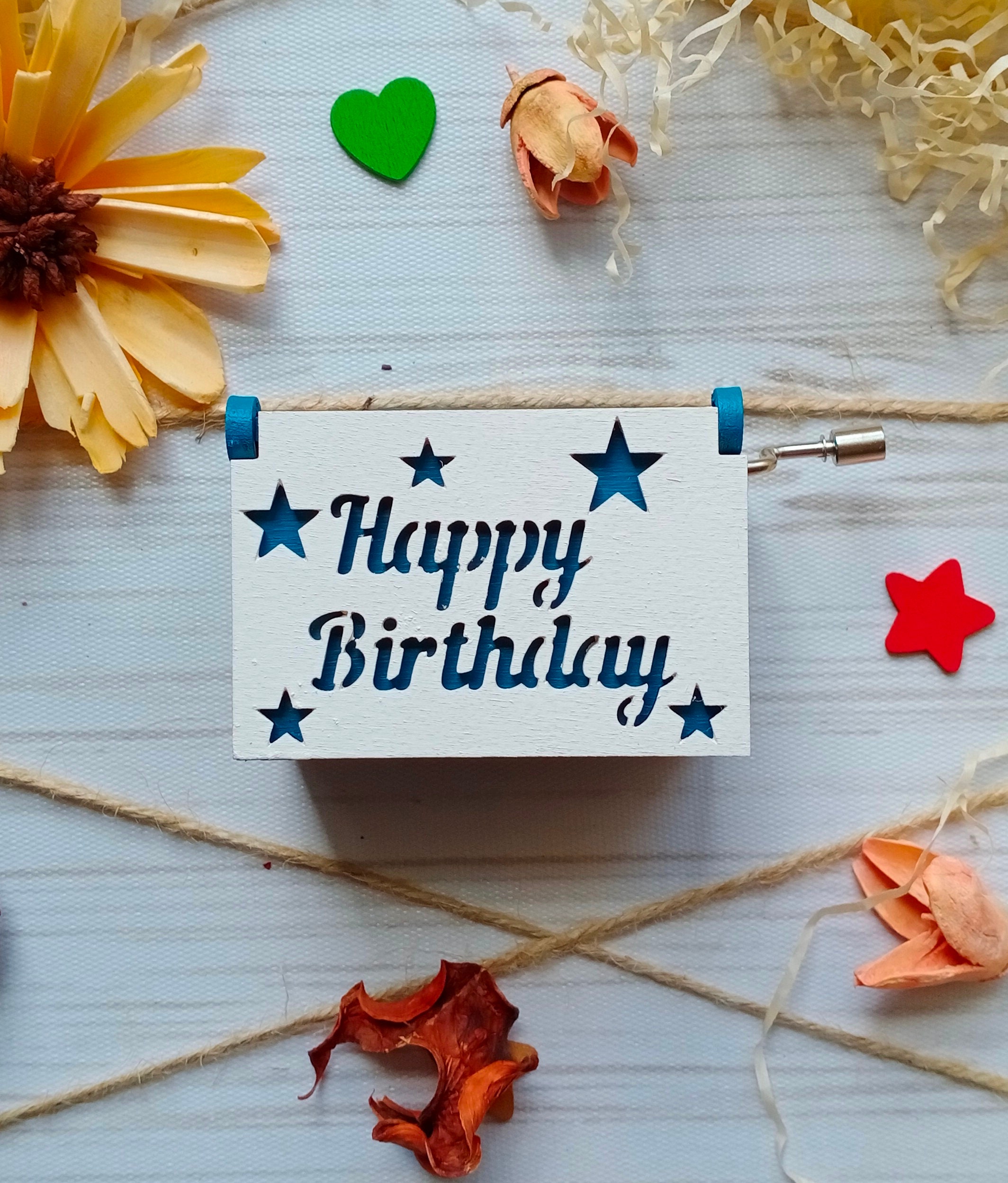 Personalized Hand Crank Music Box Happy Birthday Etsy