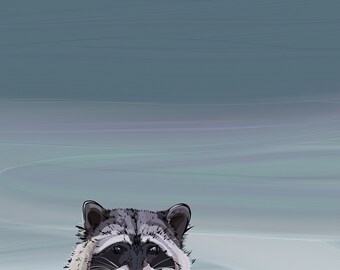 Raccoon Art Print | Playful Woodland Animal Wall Art for Home