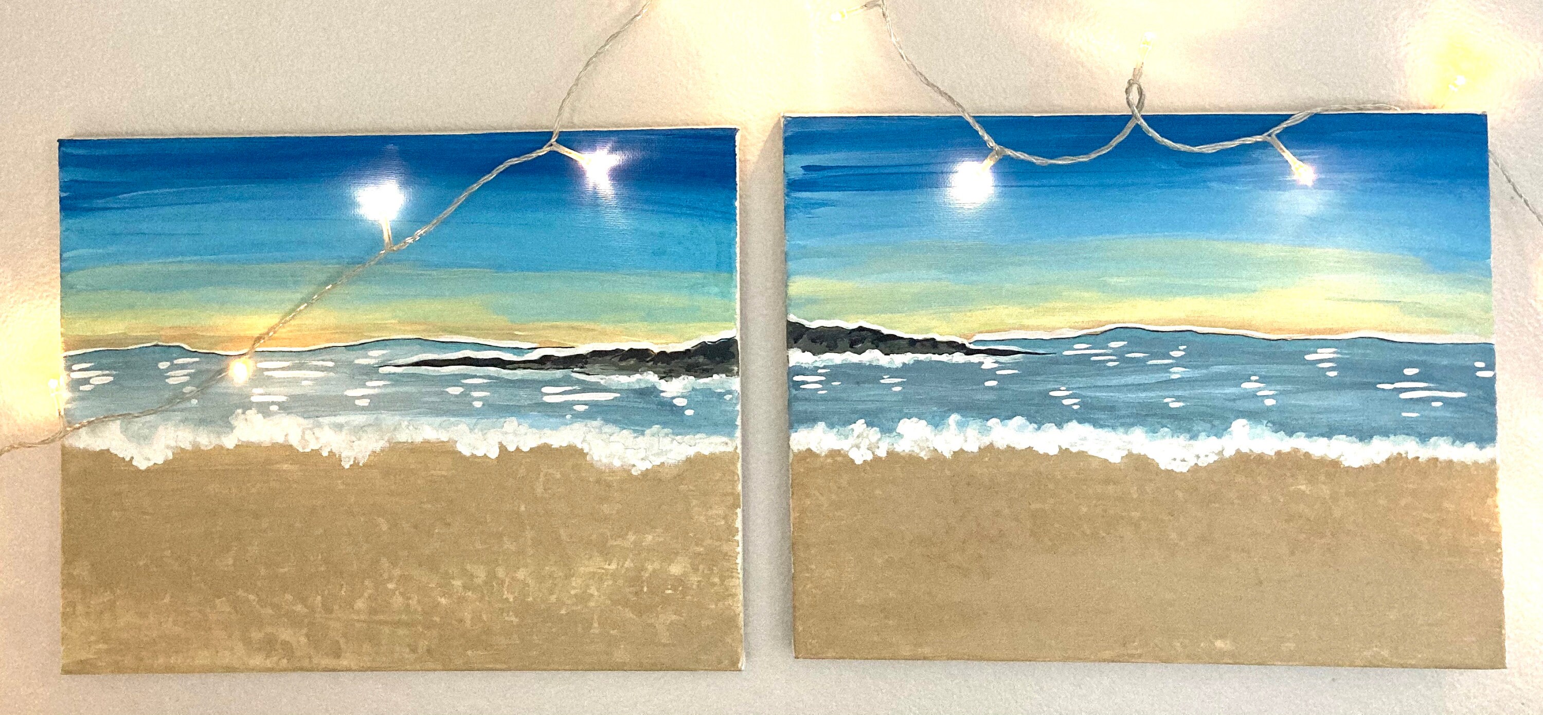 2Piece Oregon Coast Acrylic Painting Hand Painted Original Etsy