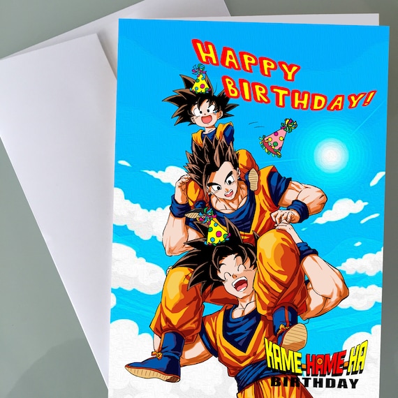 Dragon Ball Z Birthday Card Goku Gohan Goten Funny Birthday Etsy