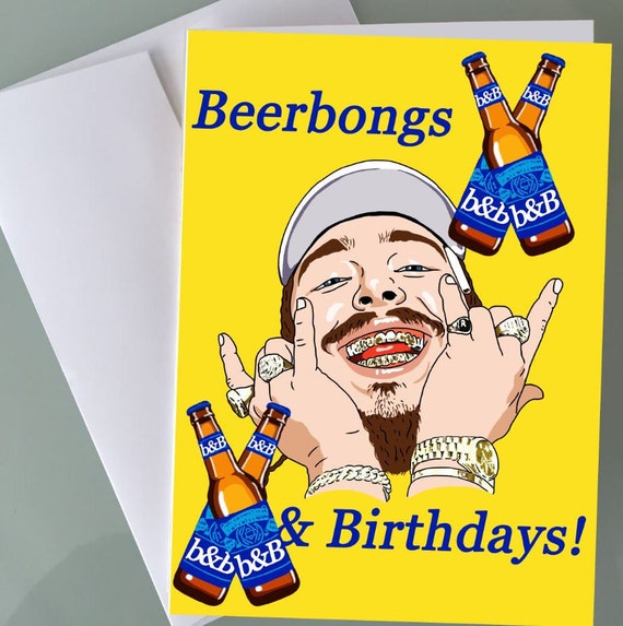 Post Malone Birthday Card Rockstar Funny Birthday Cards for | Etsy