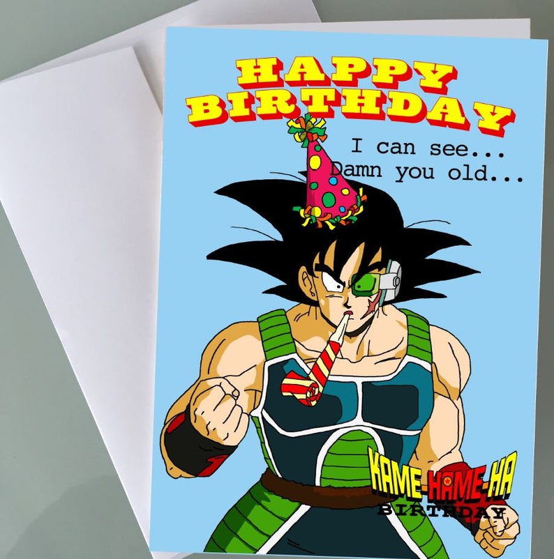 Dragon Ball Z Birthday Card Goku w/ Scouter Funny Birthday | Etsy