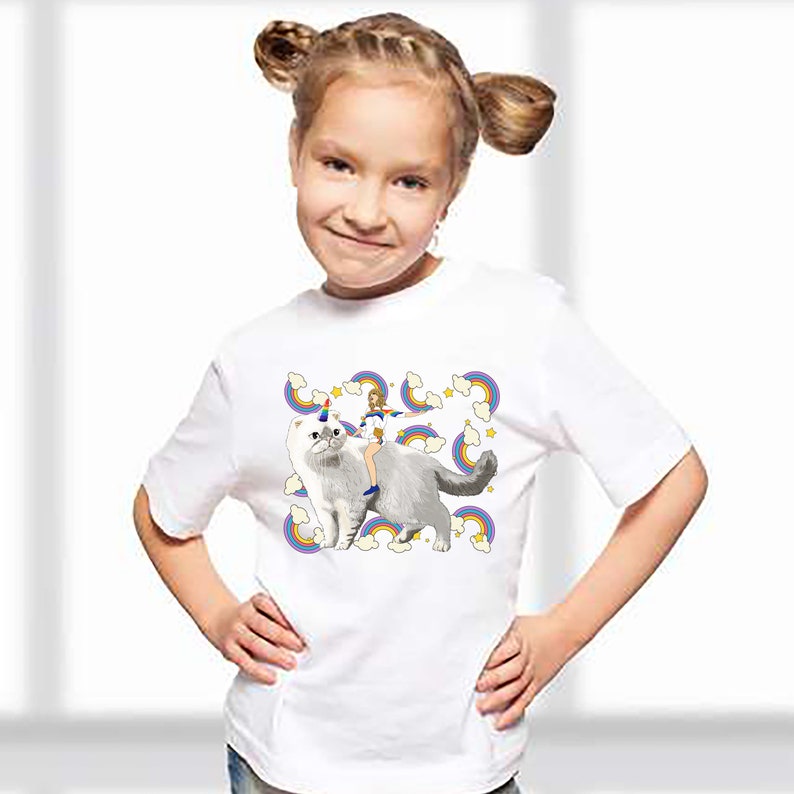 Taylor Swift Kids TShirt Caticorn & Rainbows Youth Unisex Etsy