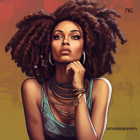 Black Woman Clipart: African American PNG Design (Digital)