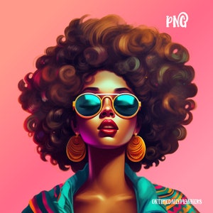 Retro Afro Woman Clipart: Black Girl Sublimation Design (Digital)