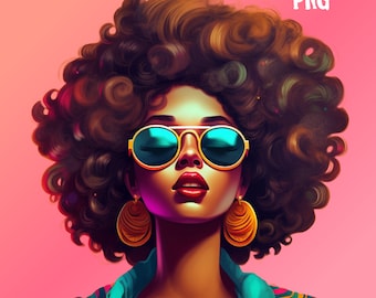 Retro Afro Woman Clipart: Black Girl Sublimation Design (Digital)
