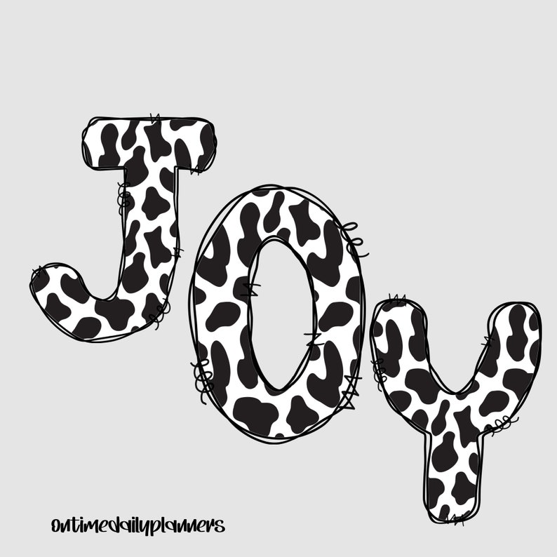 Cow Print Lettering Cow Font Cow Print PNG Doodle Letters - Etsy