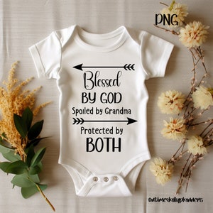 Quote christelijke babyromper, png-bestand: &quot;Gezegend&quot; gezegde (digitale download)
