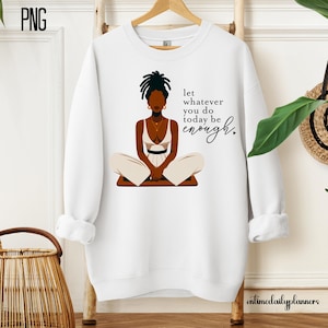 Self-Care Black Girl Clipart: Meditative African American Woman (PNG)