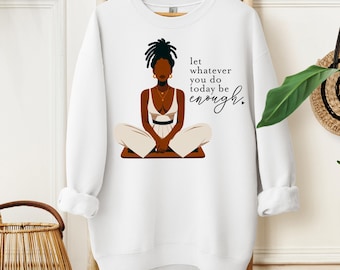 Self-Care Black Girl Clipart: Meditative African American Woman (PNG)