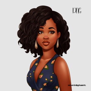 Black Girl Journal Cover Design, Black Girl Clipart, Digital Planner Wall Art, African American Invitation Design Black Women Art