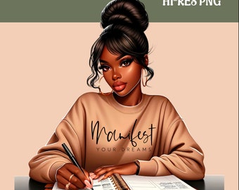 African American Woman PNG: Manifestation Graphic, Empowerment Art (Printable)