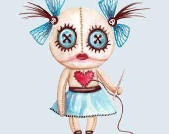 Voodoo Doll Revenge Spell, Horror Doll, Voodoo Queen, Voodoo Doll Costume, Rag Doll, Cute Monsters, Digital Download, Kids Halloween Art