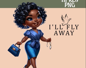I'll Fly Away PNG: donna afroamericana, citazione ispiratrice (download digitale)