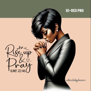 Christian Woman Praying Bible Verse PNG Sublimation Design African American Woman of Faith Prayer Journal Digital Download PNG