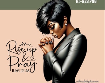 Christian Woman Praying Bible Verse PNG Sublimation Design African American Woman of Faith Prayer Journal Digital Download PNG
