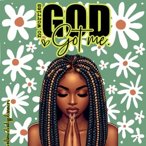 Praying Christian Woman PNG: African American Woman of Faith (Digital Download)