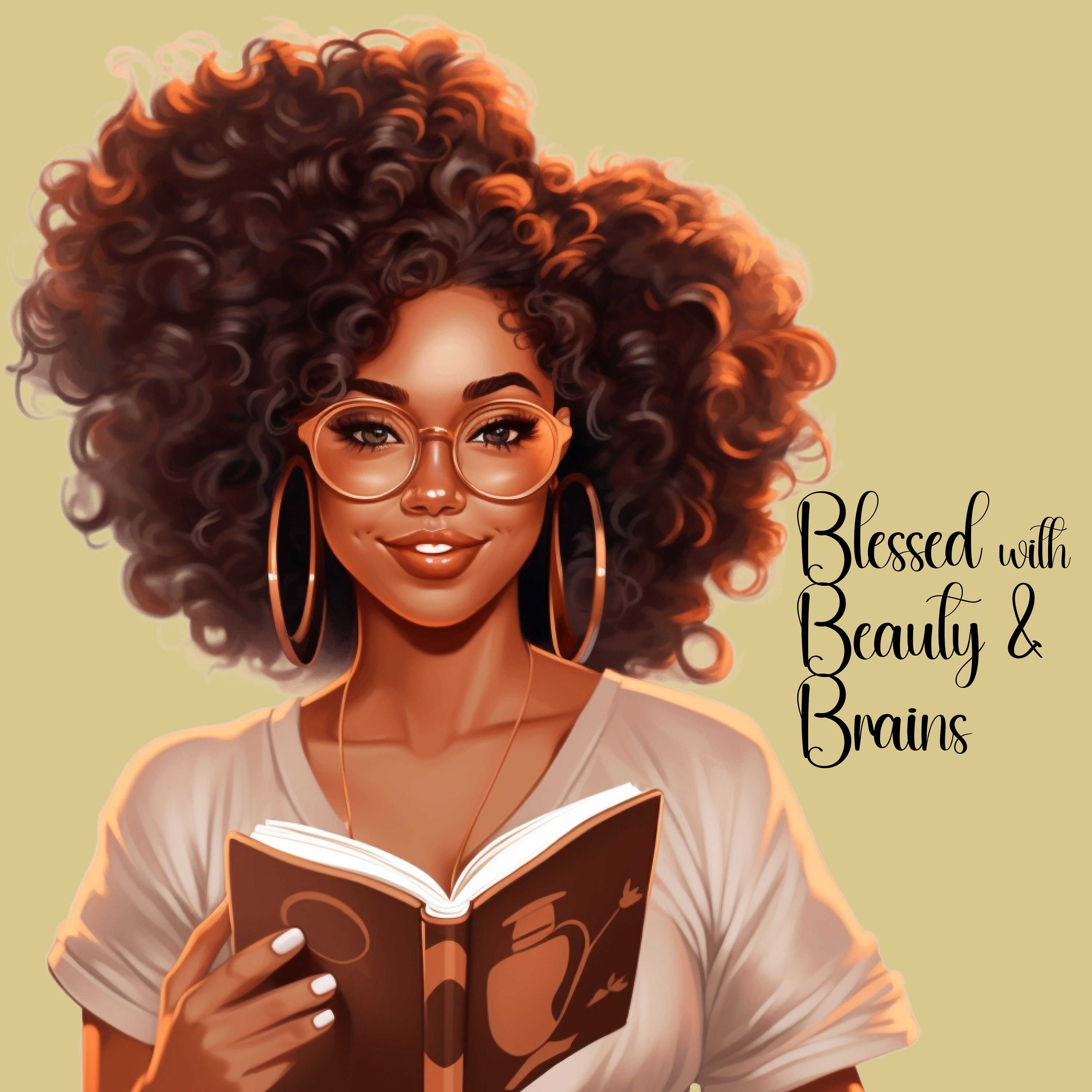 Christian black girl clipart design digital planner wall art png