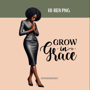 Praying African American Woman PNG: Christian Bible Verse (Digital Download)