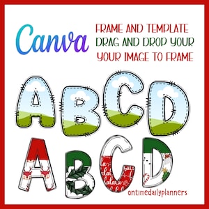 Doodle Letters & Numbers Canva Frame Template: Transparent Font (Digital File)