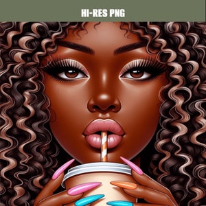 Black Girl Graphic Design: Nail Lover PNG Clipart (Digital Download)