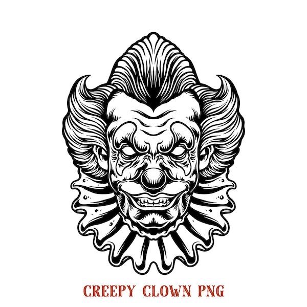 Halloween Decor PNG, Scary Clown, Scary Clown Costume, Scary Clown Mask, Creepy Scary Clown PNG, Fall Planner Clipart, Costume Joker Mask,