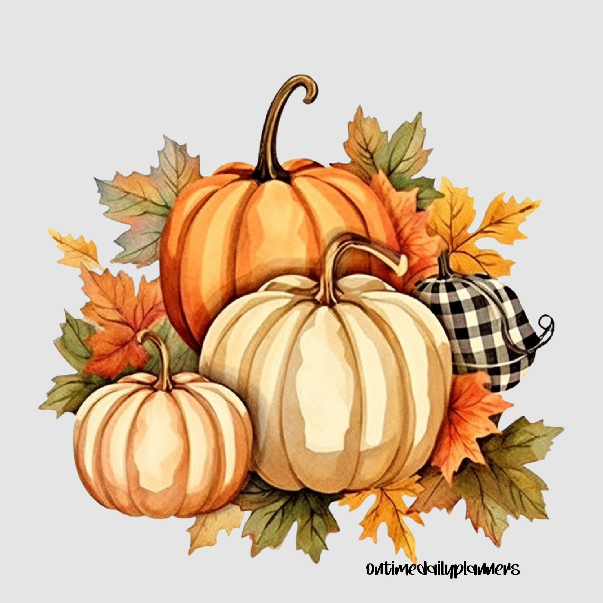 Farmhouse Pumpkin PNG Fall Planner Printable Watercolor - Etsy