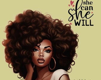Black Woman PNG: Christian Afro Art, Sublimation Design (Digital Download)