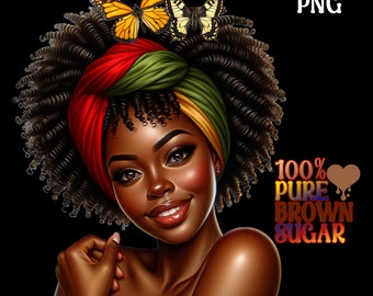Black Woman Butterfly Art PNG: Juneteenth Sublimation Design (Digital Download)