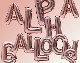 Letras de balão do alfabeto, balão do alfabeto, clipart de festa, clipart de ouro rosa, letras infláveis, suprimentos para festas, aniversário png