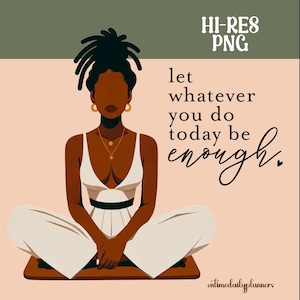 Black Woman Meditating Clipart: Self-Care PNG