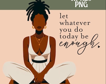 Black Woman Meditating Clipart: Self-Care PNG