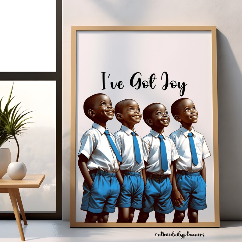 Printable Happy Kids Wall Art: African Boy Black Art Inspired Decor for ...