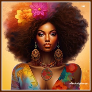 Retro Afro Design, Black Girl Wall Art Digital Download, African American Wall Art, Black History Design Black Women Art