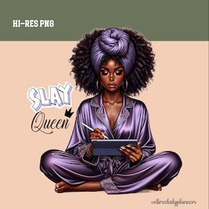 Black Girl Slay Queen Boss Lady Clipart African American Woman Motivational Clipart Entrepreneur Boss PNG Black Girls Magic