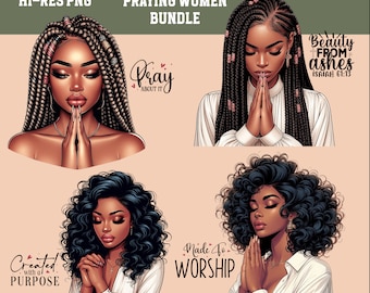 Praying Women PNG Bundle: Christian Graphic Designs (T-shirt, Journal)