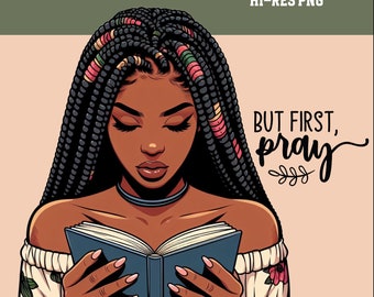 Praying African American Woman PNG: Christian Bible Verse (Digital Download)