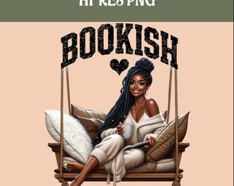 Black Woman Reading PNG: Book Club Clipart (Digital Download)