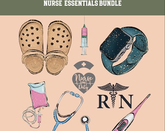 Nurse Life Sublimation Design Bundle: Hand Drawn Clipart (Digital Download)