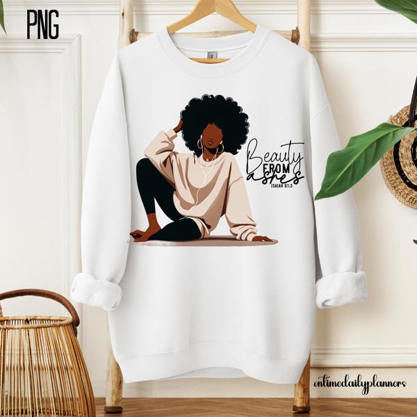 Afro Woman Christian Affirmation PNG: Black Girl Art (Digital Download)