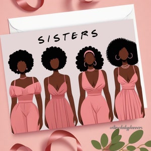 Carte d'anniversaire meilleure amie, carte imprimable afro-américaine sœurs, carte de voeux amie, carte imprimable sororité, carte toutes occasions