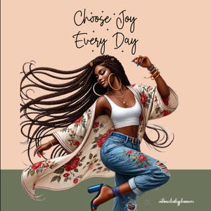 Black Woman Motivational Clipart: Self-Love Boss Babe PNG