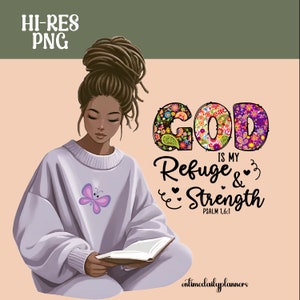 Praying Christian Woman PNG: African American Woman of Faith (Digital Download)
